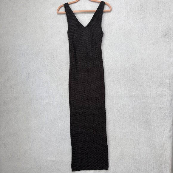 Zara Dress Womens Small Gray Textured Knit Sleeveless V Neck Maxi New Tags - Picture 7 of 12